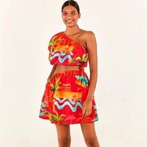 FARM Rio Ipanema One-shoulder Cut-out Mini Dress in Red Lyst